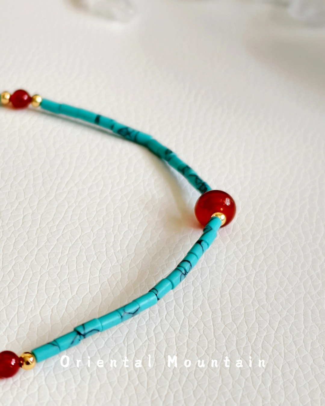 Turquoise & Red Agate Healing Necklace