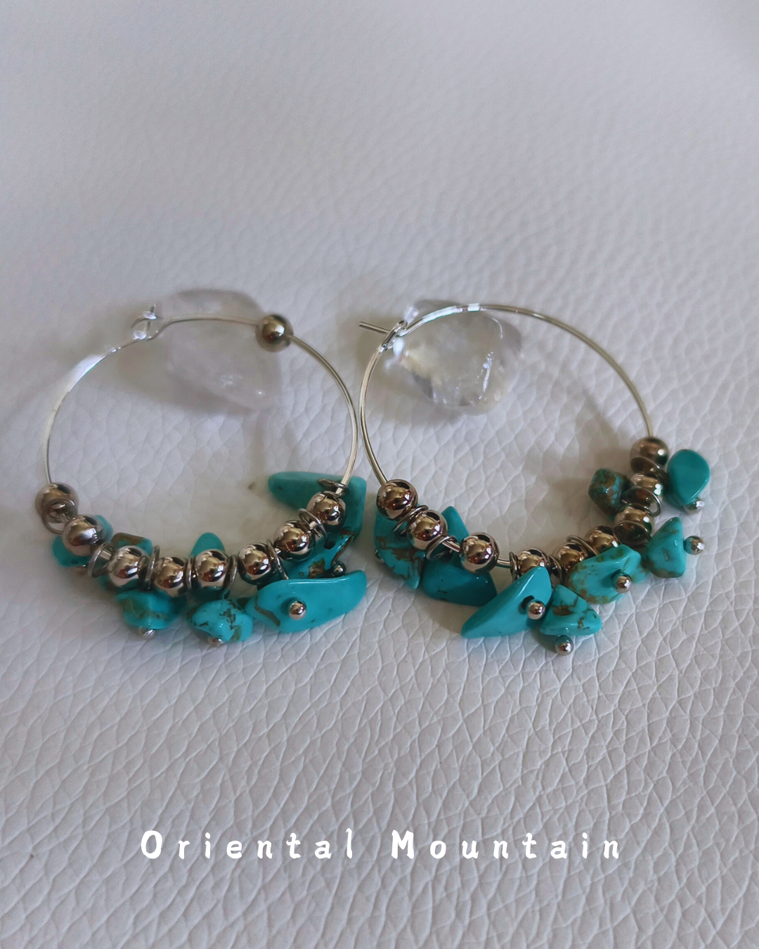 Soul Stone of Tibetan: Crashed Turquoise  Healing Earrings