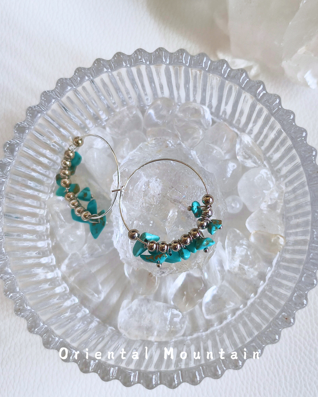 Soul Stone of Tibetan: Crashed Turquoise  Healing Earrings