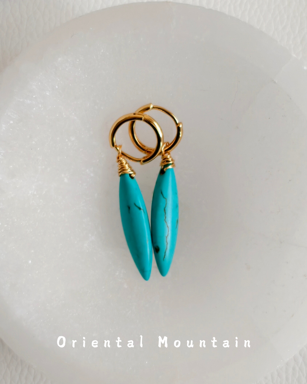 Soul Stone of Tibetan: Turquoise Healing Olive Earrings