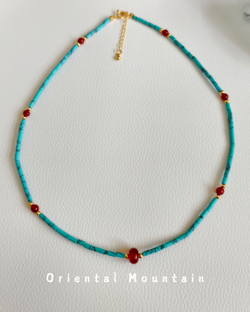 Turquoise & Red Agate Healing Necklace