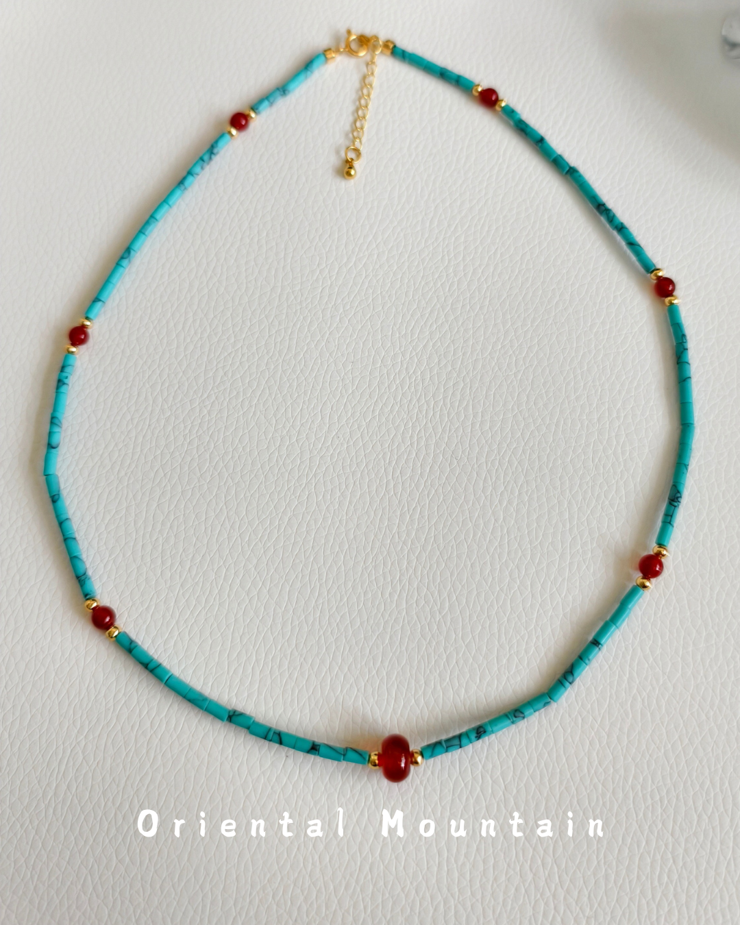Turquoise & Red Agate Healing Necklace
