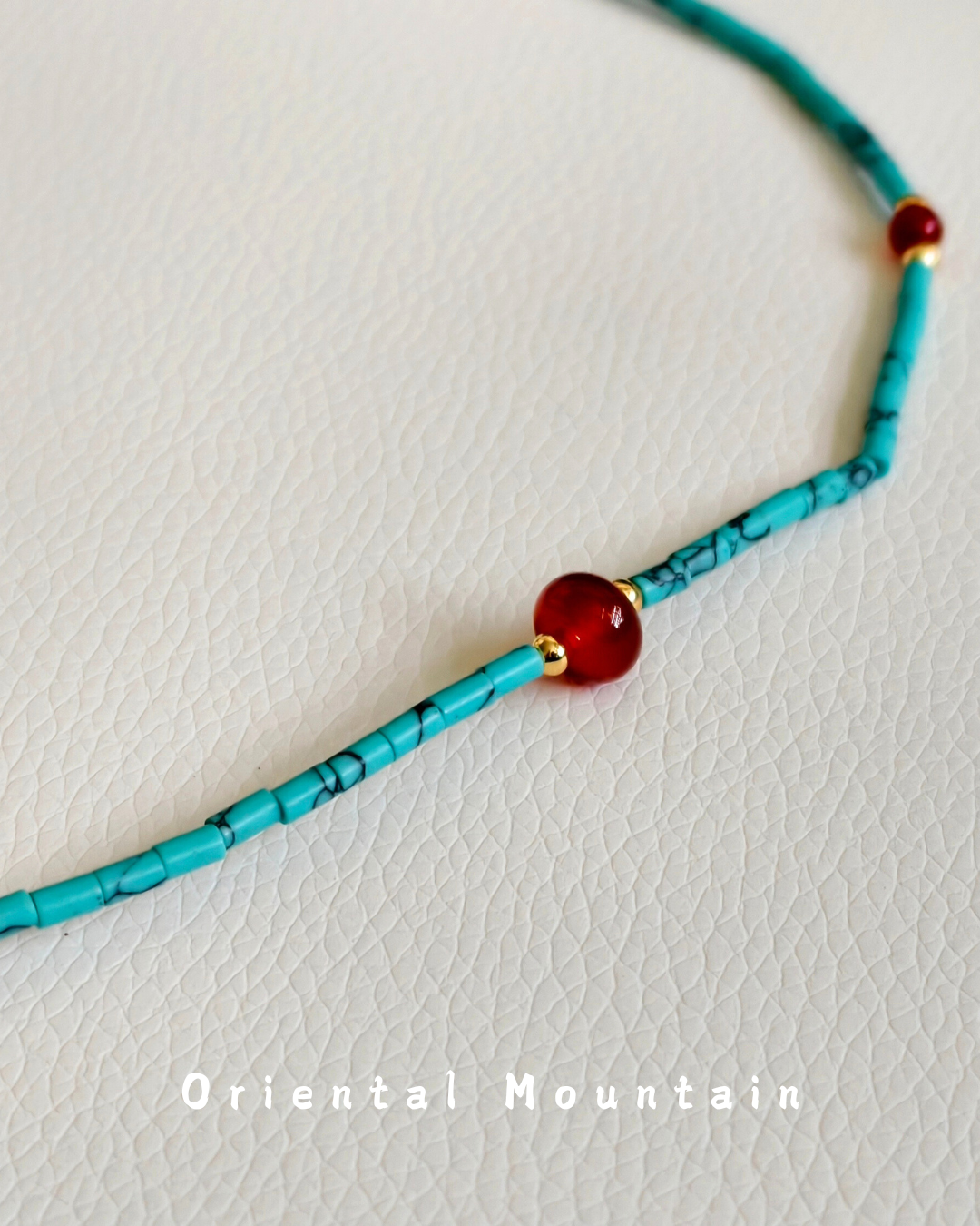 Turquoise & Red Agate Healing Necklace