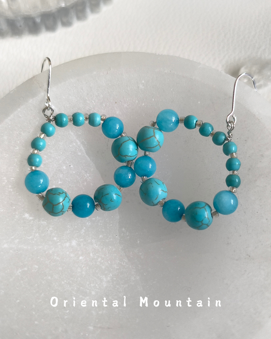 Soul Stone of Tibetan: Turquoise Healing Bubble Earrings
