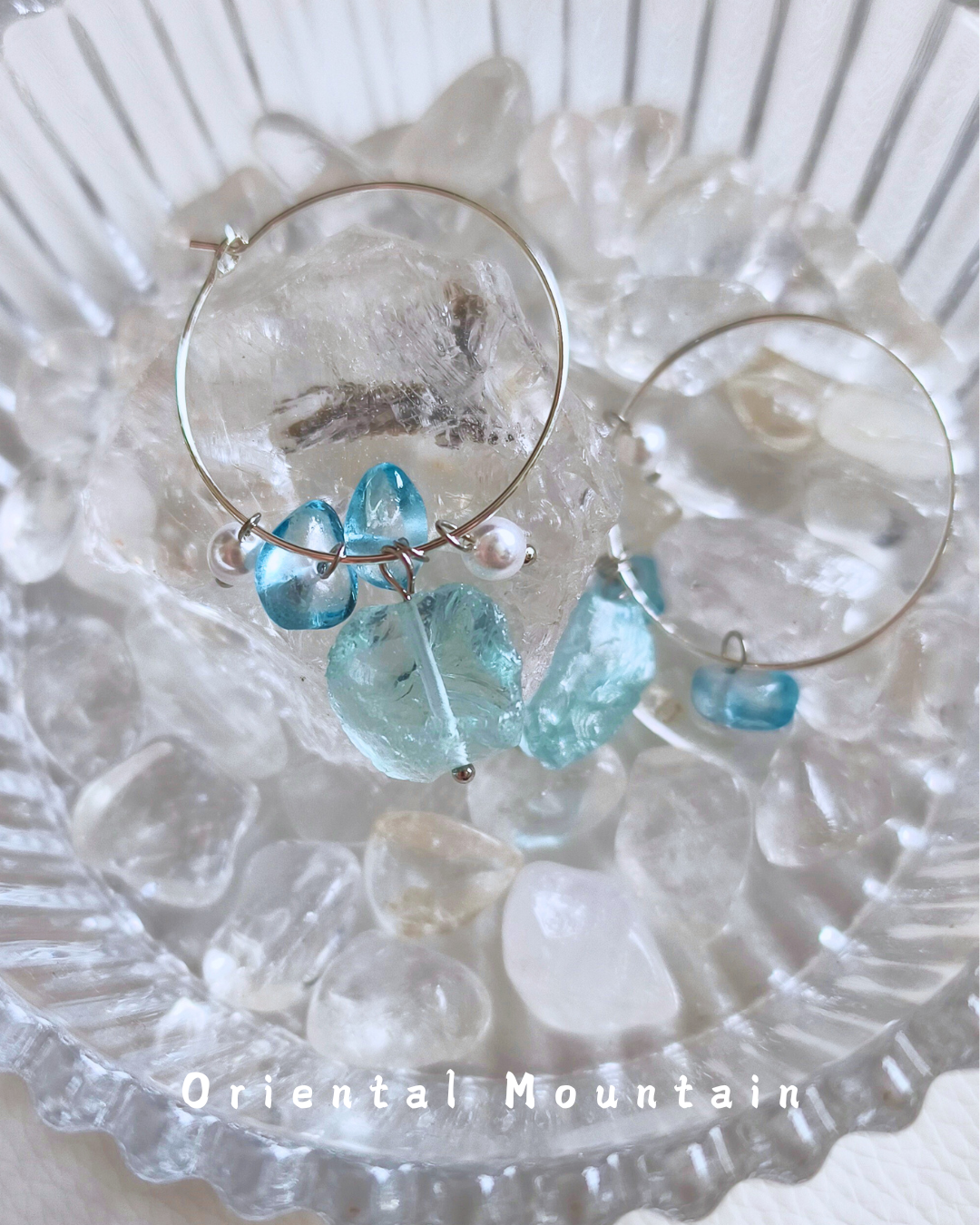 Blue Quartz Crashed Stone Earring