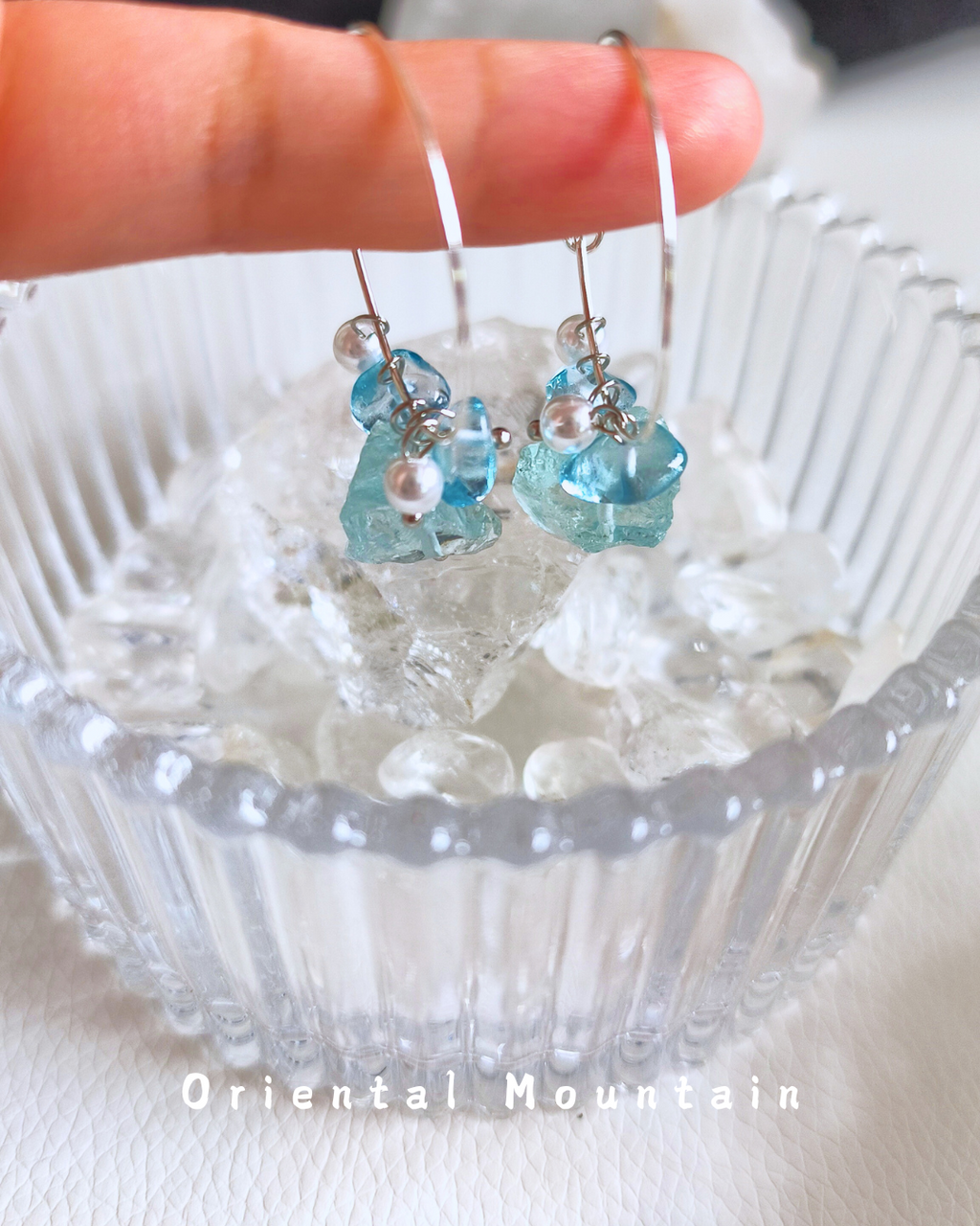 Blue Quartz Crashed Stone Earring