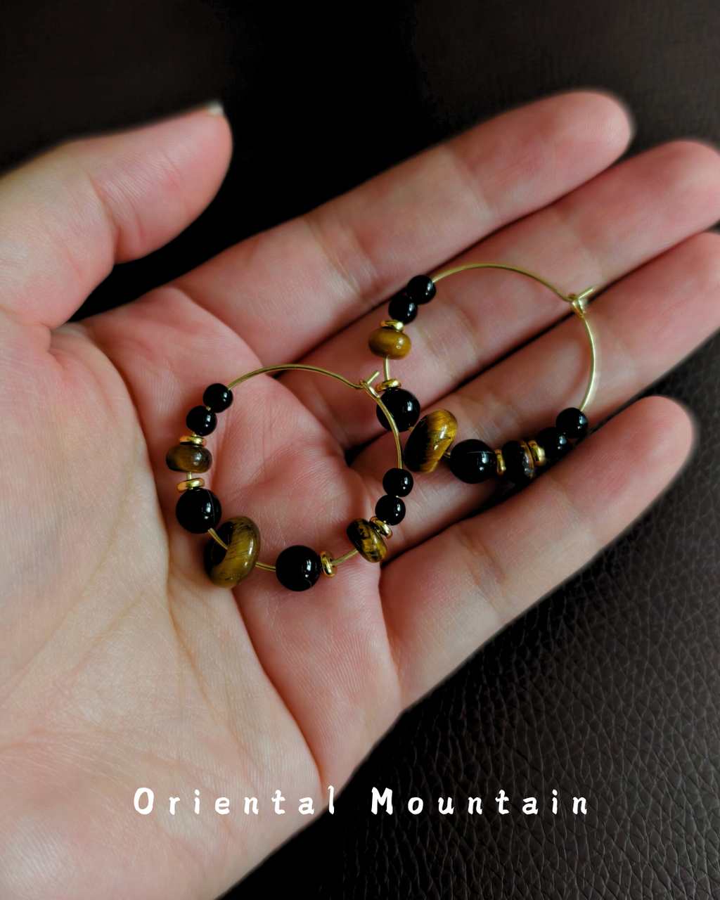 Universe Balancing Energy Earrings | Black Agate and Yellow Tiger's Eye Earrings